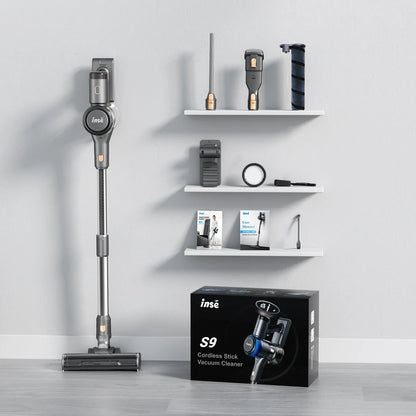 INSE S9 Stick Cordless Vacuum Cleaner - 400W, 30KPa Suction, Up to 55 Mins Runtime, 9-in-1 for Hardwood, Pet Hair, Home and Car