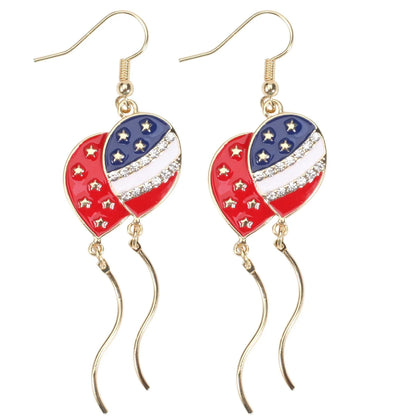 USA Flag Heart Star Cross Earrings - Patriotic Independence Day Dangle Jewelry for Women