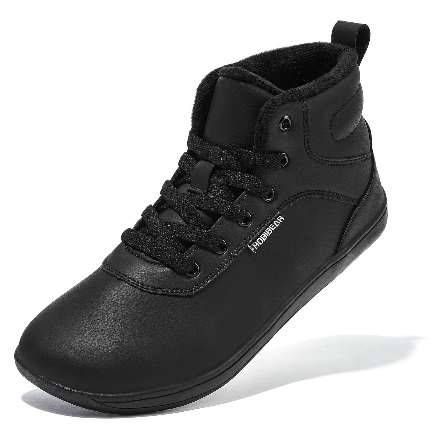 HOBIBEAR Unisex Winter Barefoot Shoes - Faux Fur Lined, Wide Toe Box, Lace-Up Ankle Sneakers in Artificial Leather