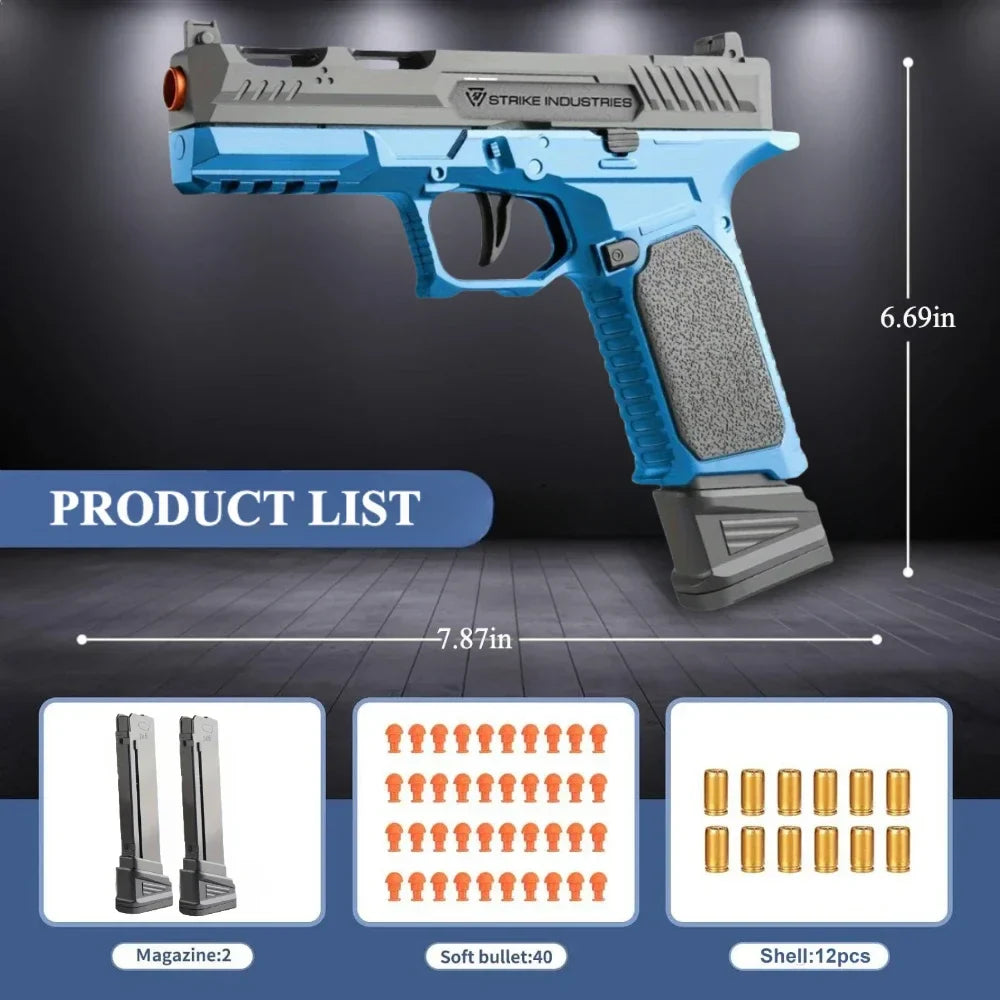 SIG17 Shell Ejecting Toy Gun – Blowback Soft Bullet Pistol with Continuous Firing Action for Kids Gift
