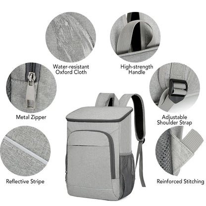 30L Leakproof Insulated Cooler Backpack: Perfect for Outdoor Camping, Hiking, Picnics, and Beach - Food Insulation Lunch Bag