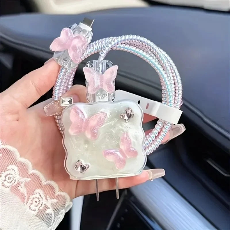 Butterfly Charging Cable Protector Case – Anti-Break Fast Charge Cable Guard for iPhone 18W/20W Data & Charger Protection Rope