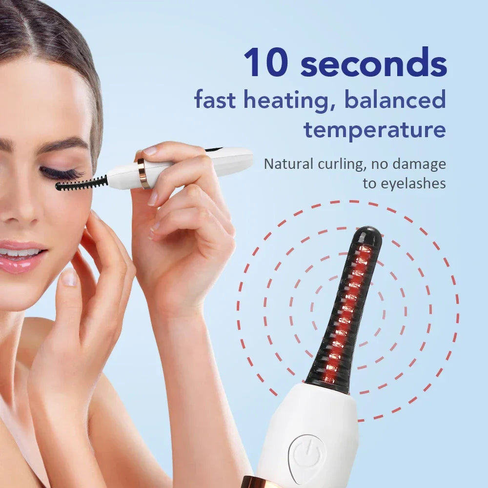 Electric Eyelash Curler – Fast Heating, Long-Lasting Natural Lash Comb, Professional Portable Heated Curling Brush