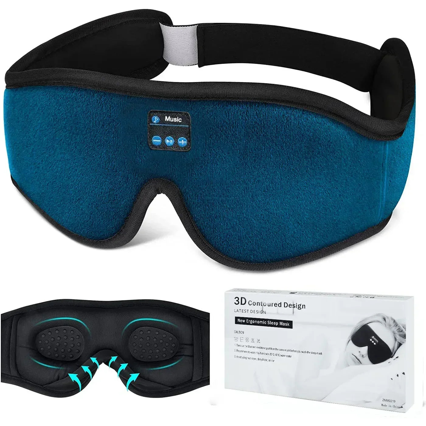 3D Bluetooth 5.0 Sleep Headphones - Wireless Headband with Breathable Music Eye Mask, Ideal for Side Sleepers and Gift-Giving