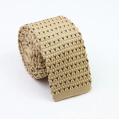 Classic Knit Neck Tie for Men — 6cm Plaid & Dots Casual Business Wedding Tie