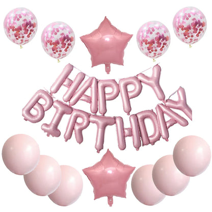 16-Inch Happy Birthday Foil Balloons Set – Pink & Blue Letter Balloons for Birthday Party Decoration