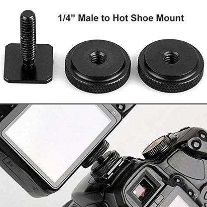 26PCS Camera Screw Mount Set – 1/4" & 3/8" Threaded Converter Adapters with Flash Shoe Mount