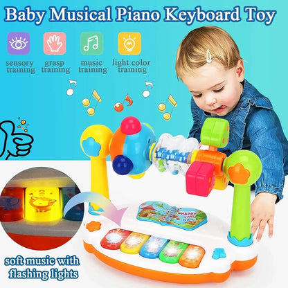 Baby Piano Toy for Toddlers - Rotating Musical Keyboard with Lights & Sounds, Early Learning Educational Toy Gift