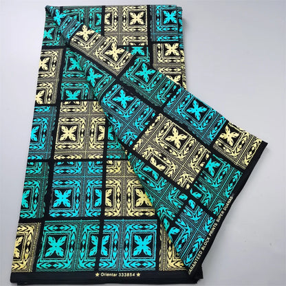 African Real Wax Ankara Fabric - 100% Cotton 6 Yards Nigerian Print Party Dress Sewing Material