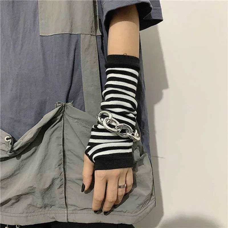 Outdoor Punk Fingerless Gloves – Long Cuff Elbow Arm Warmers, Stretch Hip-Hop Winter Mittens for Men & Women Stylish Streetwear Gloves