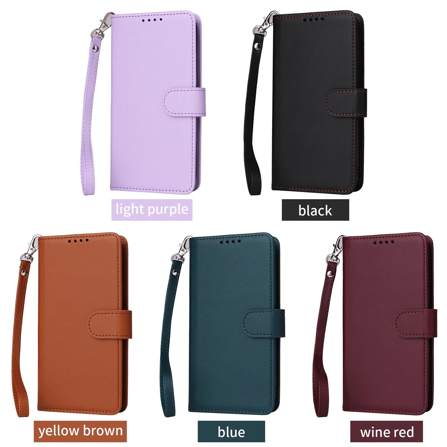 2-in-1 Magnetic Card Slot Leather Wallet Case for Xiaomi Redmi Note 13 Pro Plus, 12, 13C, 13T, C65 & POCO X6 5G – Stand Bag with Strap Cover