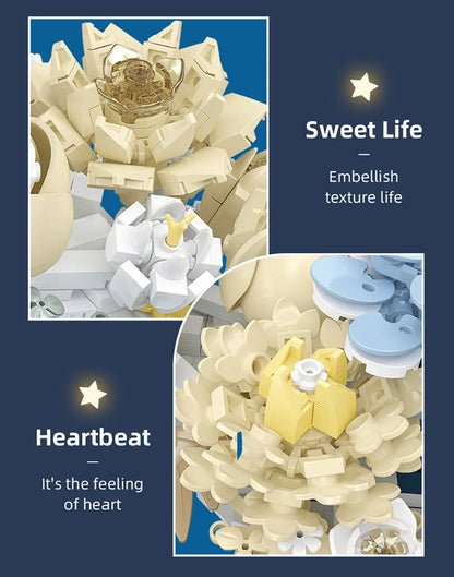 Creative Expert Eternal Moon Flowers Building Blocks – DIY Rose Bouquet Wall Decoration, Valentine’s Gift for Girls