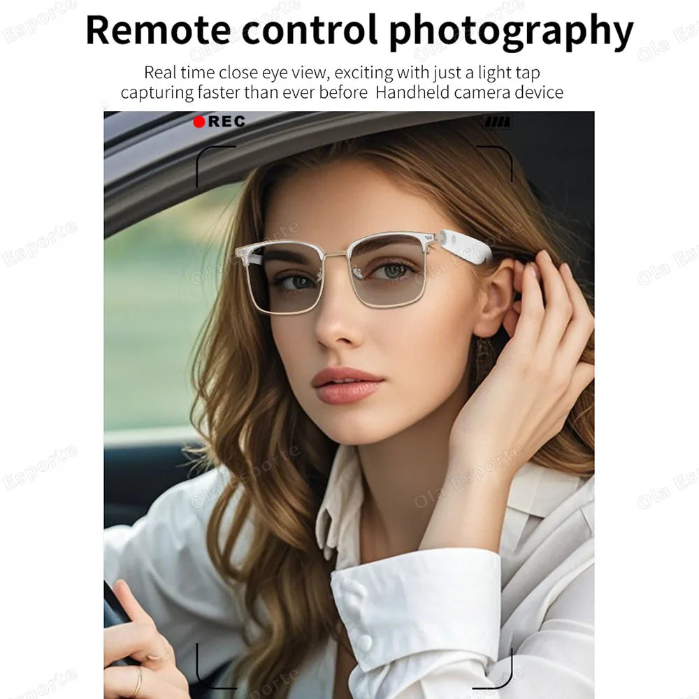 Ola Esporte Bluetooth Smart Glasses – AI Voice, Automatic Adjustment, Waterproof Anti-Blue Light Eyewear with Music & Call