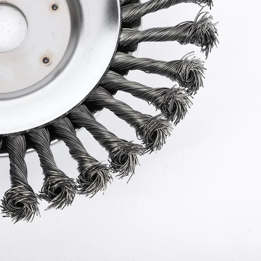 10-Inch Twist Knot Steel Wire Wheel Brush – Weed Cutter Head for Grass Trimmer, Lawn Mower Derusting & Weeding Disc