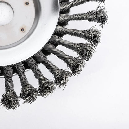 10-Inch Twist Knot Steel Wire Wheel Brush – Weed Cutter Head for Grass Trimmer, Lawn Mower Derusting & Weeding Disc