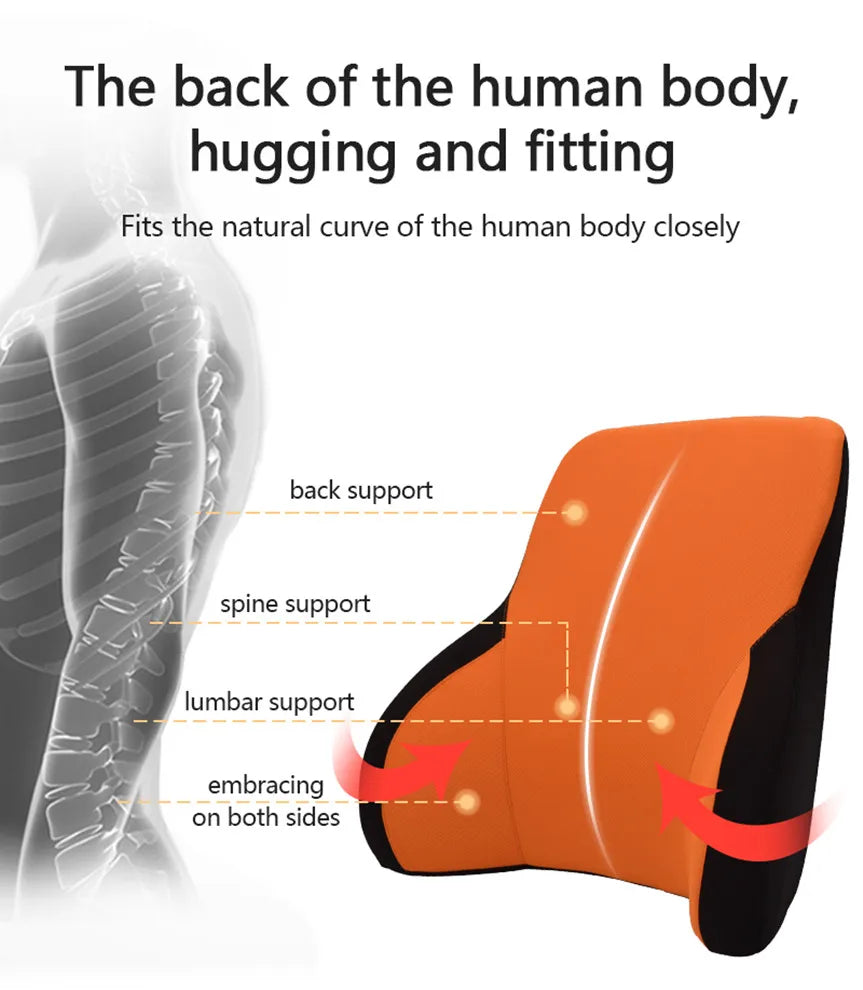 Comfortable Memory Foam Car Seat Pillow: Breathable Neck Support & Lumbar Cushion - Auto Headrest Lumbar Support