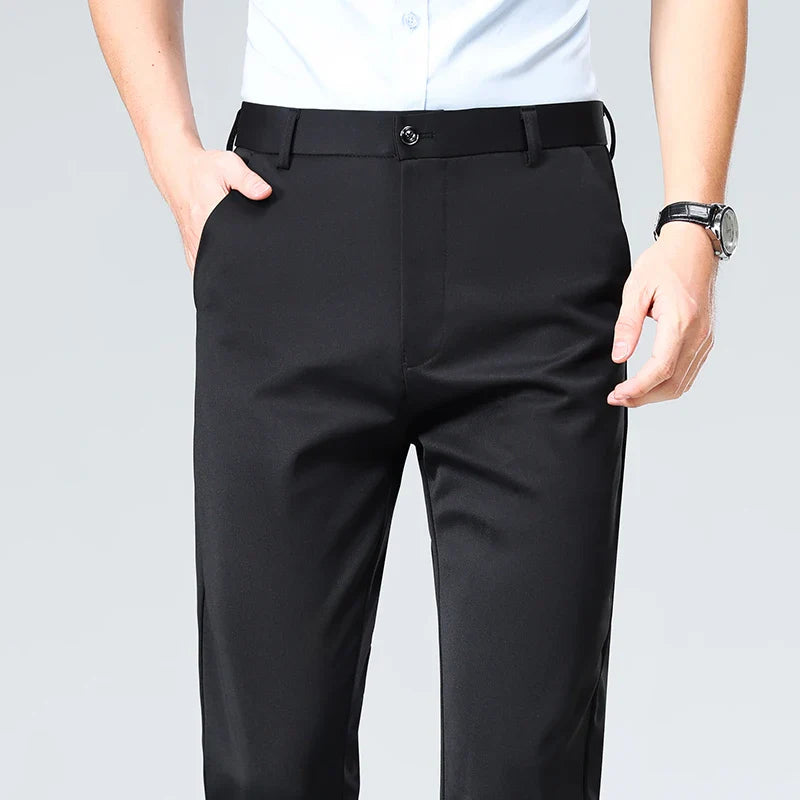 Plus Size Men's Business Suit Pants – Stretch Formal Dress Trousers | Classic Black for Big Men