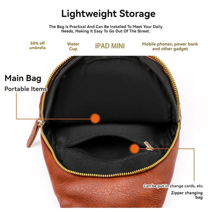 PU Women’s Chest Bag – Single Shoulder Crossbody Backpack with Large Capacity for Girls