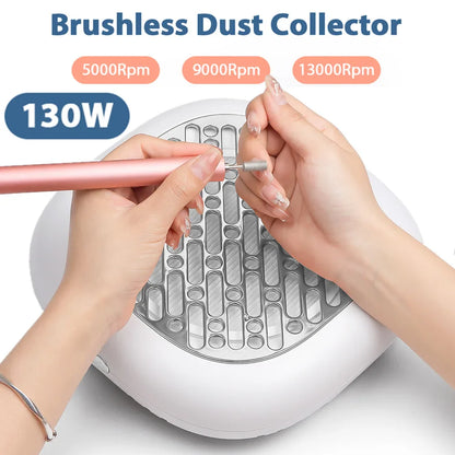 130W Brushless Nail Dust Collector – Powerful Suction Nail Dust Extractor, Manicure Vacuum Cleaner with 2 Filters