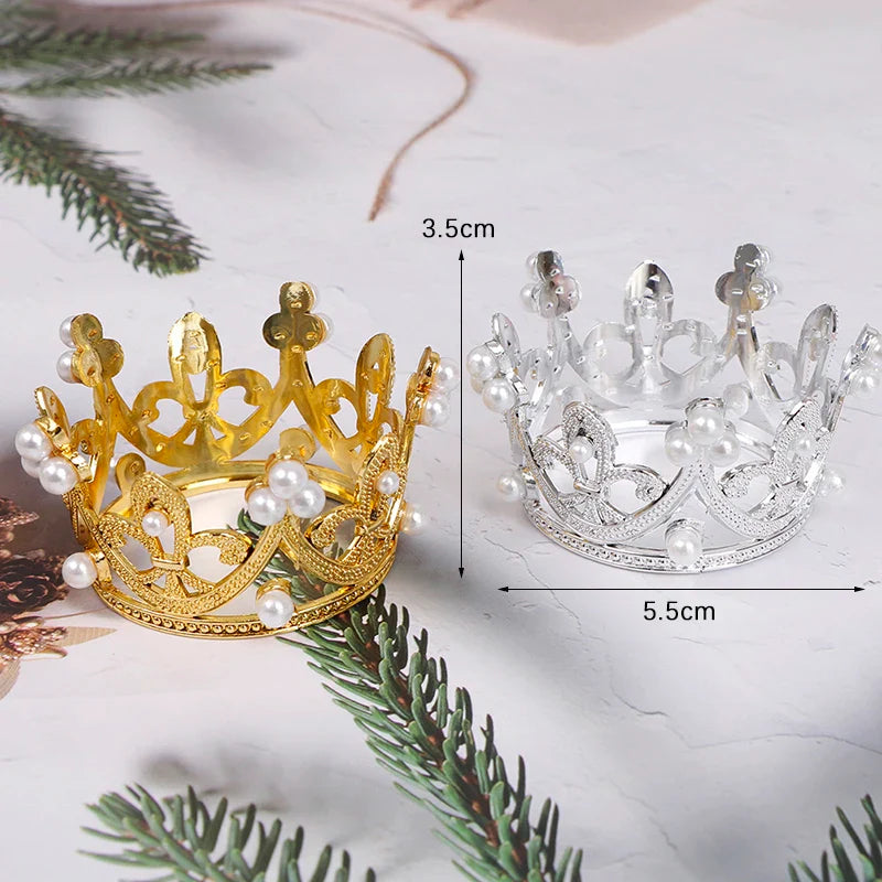 Mini Pearl Crown Cake Topper – Romantic Garland & Hair Ornaments for Birthdays, Weddings & Parties