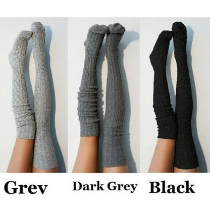 Warm and Stylish Over-the-Knee Knit Socks for Women: Preppy Thermal Winter High Stocks with Thickened Material - 1 Pair