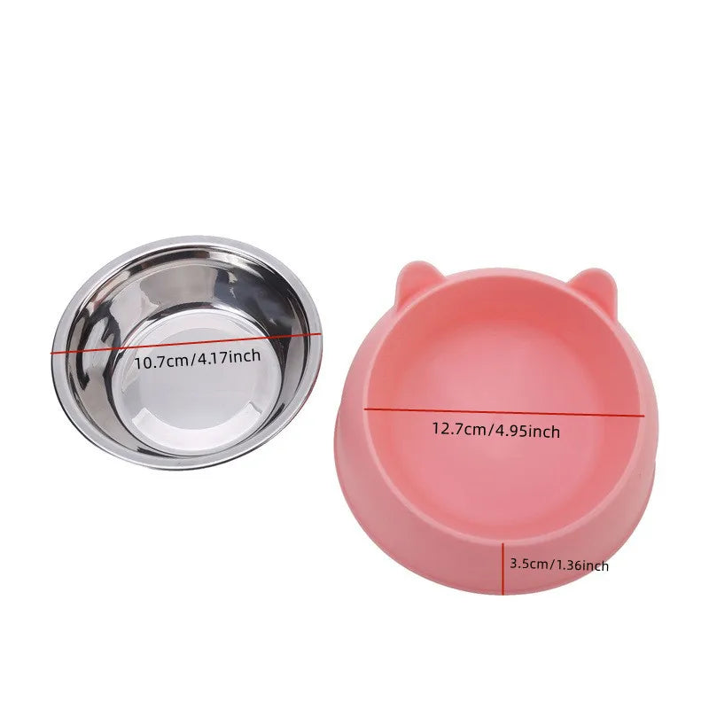 Inclined Cat & Dog Feeding Bowl – Stainless Steel Pet Food and Water Feeder