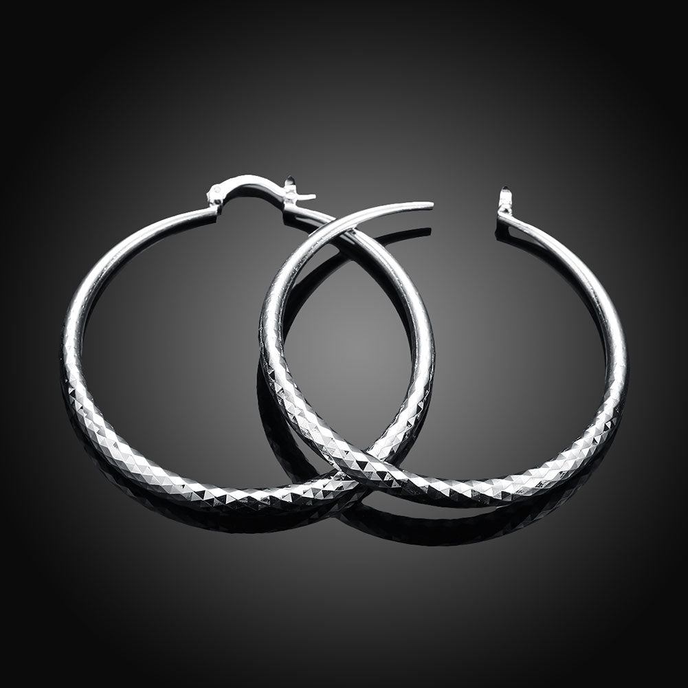 Charms 925 Sterling Silver 5CM Circle Hoop Earrings for Women - Fashionable Wedding Party Jewelry, Holiday Gifts