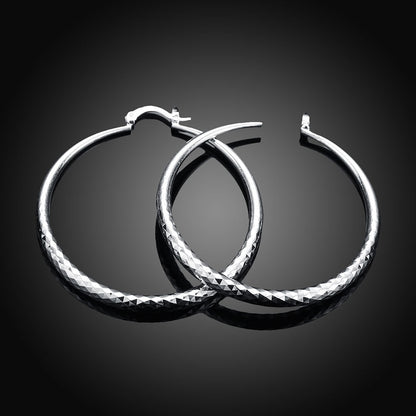 Charms 925 Sterling Silver 5CM Circle Hoop Earrings for Women - Fashionable Wedding Party Jewelry, Holiday Gifts