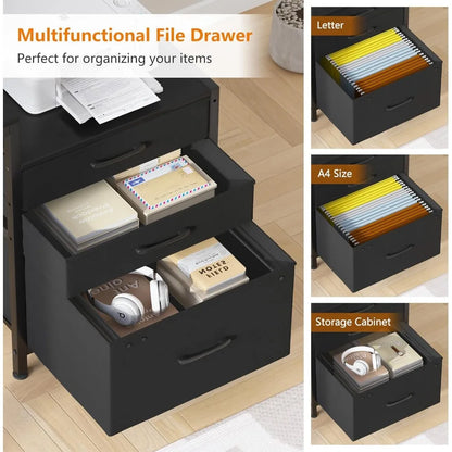 66" Computer Desk with LED Lights & Power Outlets – Home Office Desk with 3 Drawers, Storage Shelf & Gaming Desk