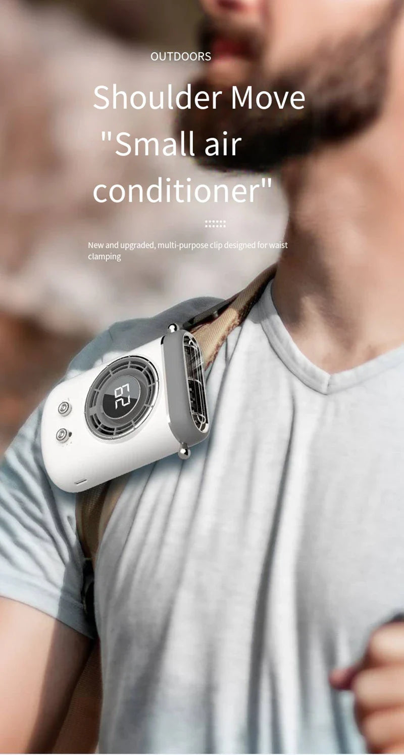 Neck Hanging Portable Fan – Silent Mini Cooling Fan with Strong Wind, USB Rechargeable, Outdoor & Desktop Use