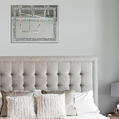 Crystal Crush Diamond Mirror 16x20 – Luxury HD Glass Wall Mirror for Bathroom, Bedroom & Entryway Home Décor Accent