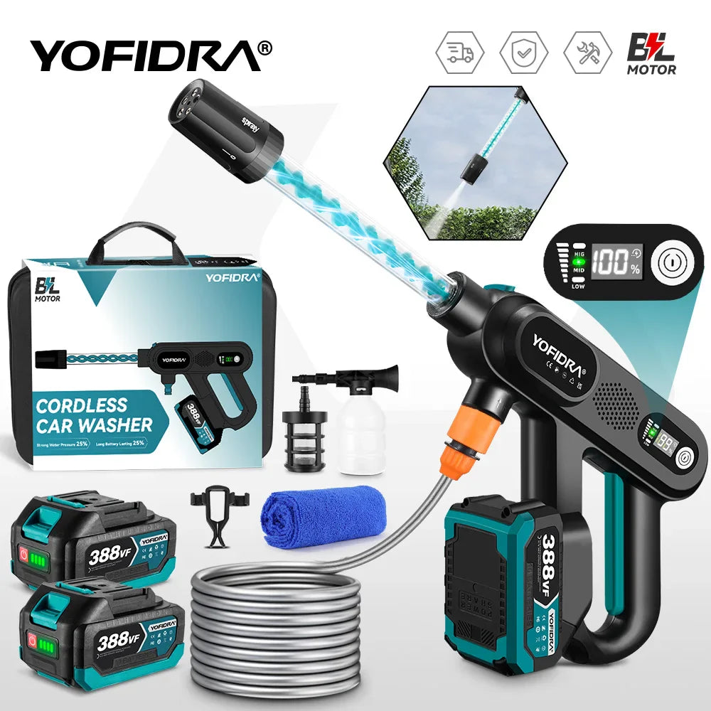 YOFIDRA 220Bar Brushless High Pressure Car Washer – 3 Gear Electric Spray Gun for Makita 18V Battery, Garden & Vehicle Cleaning