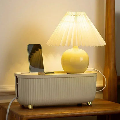 Nordic Style Plug Board & Cable Organizer – Desktop Storage Box for Socket, WiFi Router, Cables & Accessories