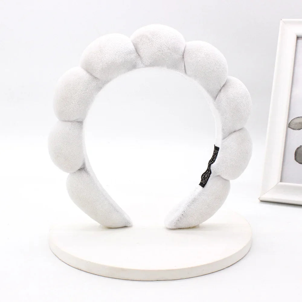 Velvet Sponge Spa Headband – Wide Padded Makeup & Face Washing Hairband for Skincare, Shower & Beauty Routine for Women & Girls