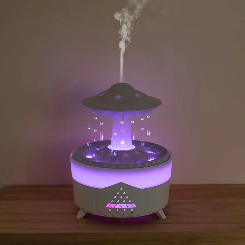 350ml Mini USB Aroma Air Humidifier — Raindrop Design with Remote Control, Colorful Light & Aromatherapy Oil Diffuser for Room