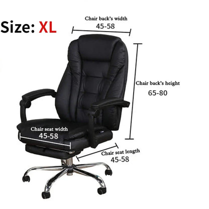 Velvet Office Chair Cover - Black Armchair Protector with Armrest & Gaming Chair Fit