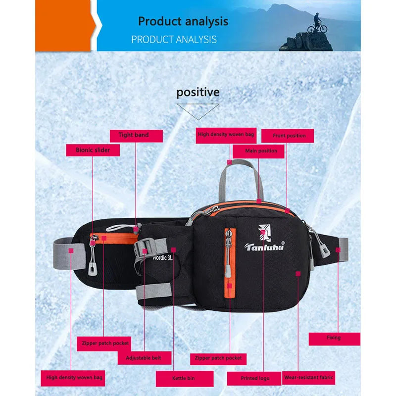 Running Waist Bag – Outdoor Marathon & Gym Belt Pack with Water Bottle Pouch, Fanny Pack for Cycling, Fitness & Phone Pocket