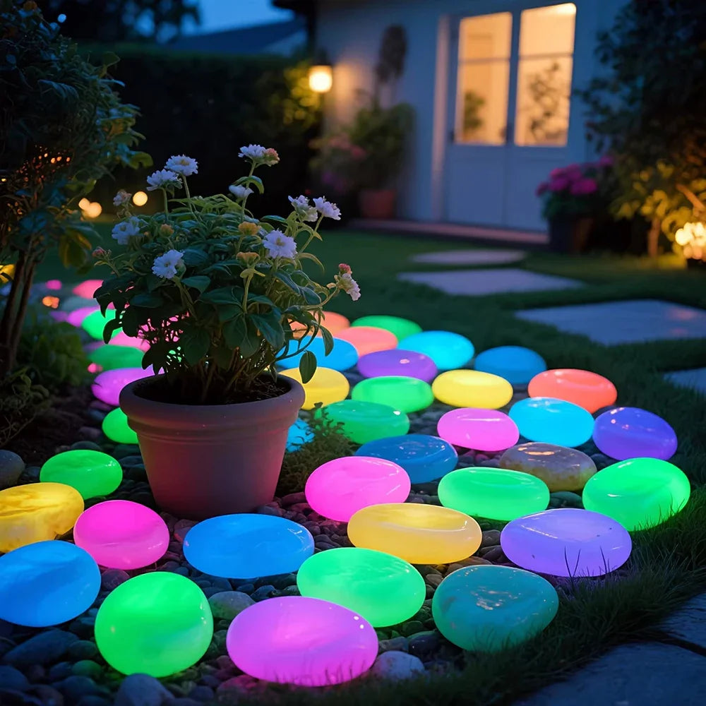 20pcs Glow-in-the-Dark Garden Pebbles – Lawn, Aquarium & Outdoor Decorative Stones