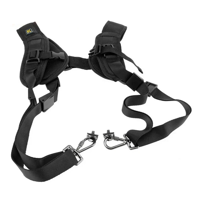 K Double Shoulder Camera Strap – Quick Release Belt Harness for DSLR Cameras & Camcorders, Compatible with Canon Nikon Sony