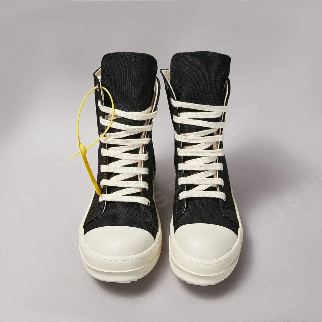 Classic Black Canvas Shoes - Ricks Brand High Top Sneakers for Men & Women, Luxury Lace-Up Casual Boots