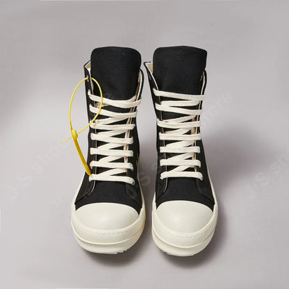Classic Black Canvas Shoes - Ricks Brand High Top Sneakers for Men & Women, Luxury Lace-Up Casual Boots