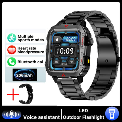 G.L Wear 2025 Sports Smart Watch – Bluetooth Call, LED Flashlight, Multi-Function Outdoor Fitness Watch for Men & Women