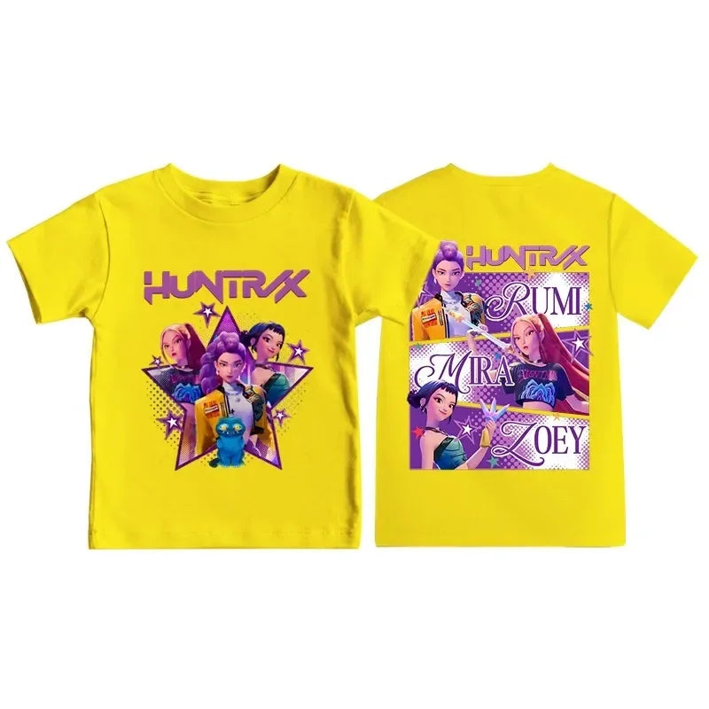 2025 KPop Demon Hunters Graphic T-Shirt – Summer Kids Short Sleeve Top for Girls and Boys, Comfortable Movie-Inspired Tee