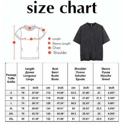 Summer Anime Print T-Shirt: Vintage Black Harajuku Oversized Tee for Men - Cotton Loose Washed Tops, Perfect for Streetwear Style