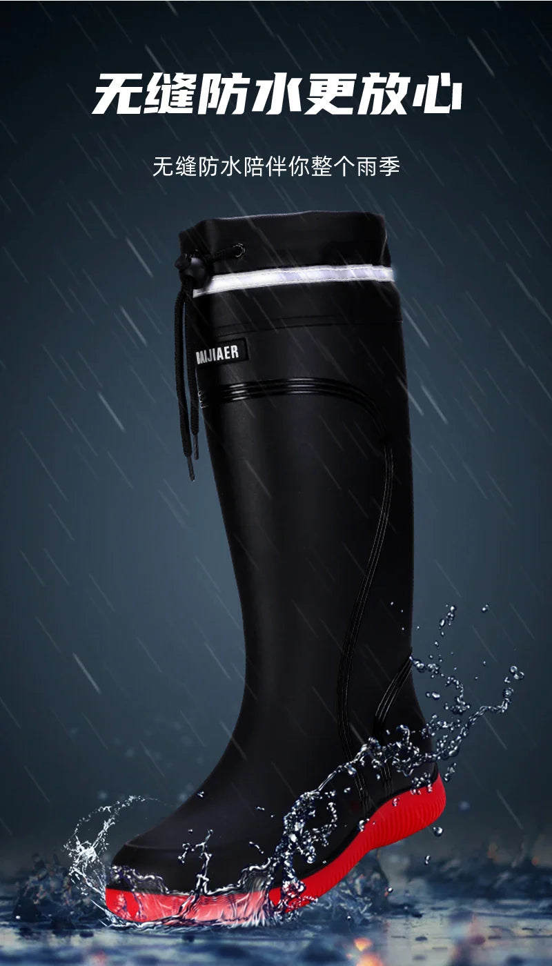 Men’s & Women’s High-End Rain Boots – Waterproof, Non-Slip Short & Mid-Calf Rubber Boots with Drawstring