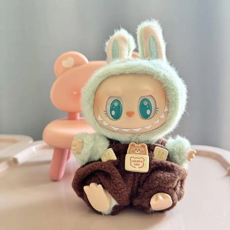 17cm Labubu Doll Clothes — Mini Outfit Accessories for K-Pop EXO I & II Dolls | Sitting Party Overalls Gift