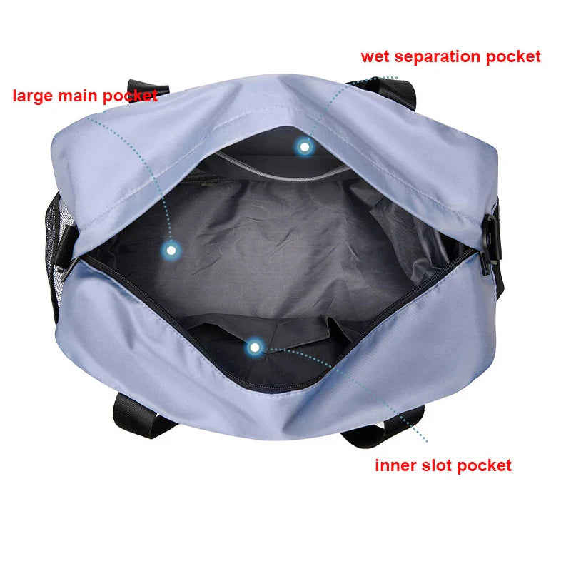 Large Fitness & Sports Duffel Bag – Women’s Gym, Yoga, Swimming Travel Backpack with Dry/Wet Shoes Pocket