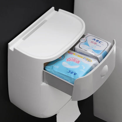 Portable Toilet Paper Holder - Wall-Mounted Bathroom Tissue Dispenser & Storage Box