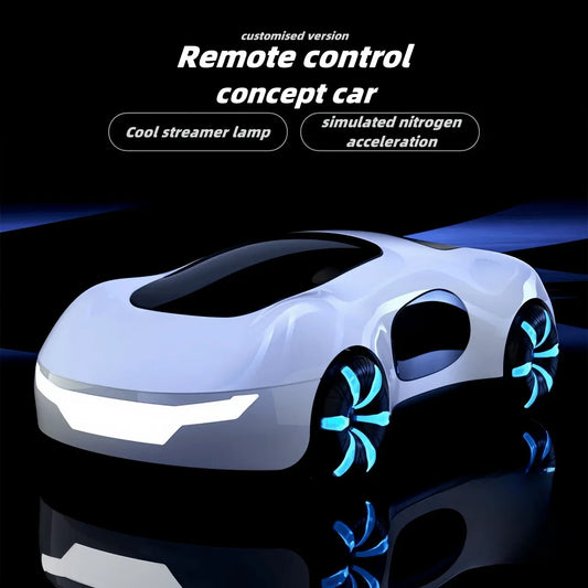 NEW Cool Sports Car Remote Control – Dual Spray, Sound & Lights, 4WD Sci-Fi Concept Car for Kids
