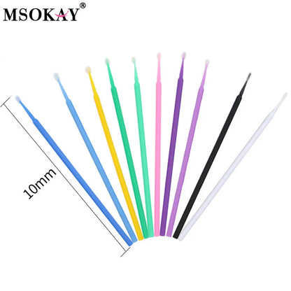 100pcs Eyelash Cleaning Brushes – Micro Cotton Swabs for Lash Extensions & Makeup Remover